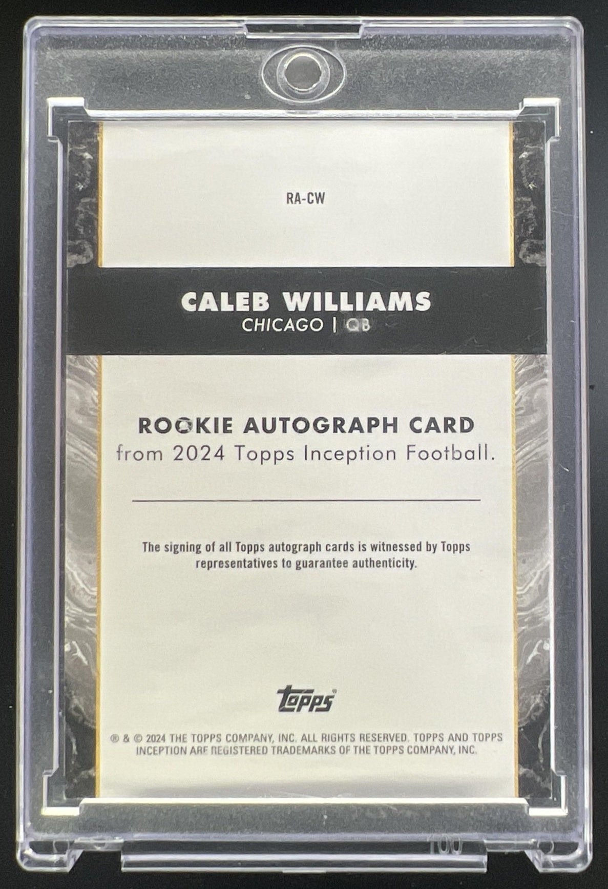 2024 Topps Inception Caleb Williams Rookie Auto #RA-CW RC Chicago Bears