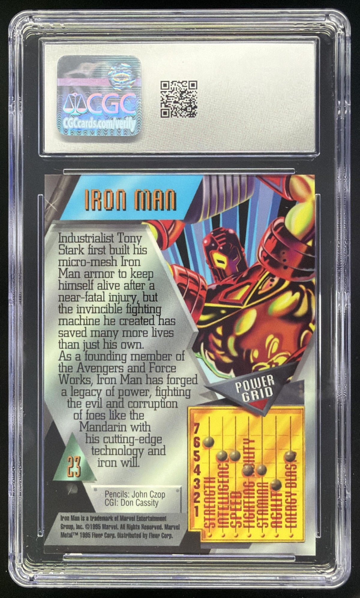 1995 Fleer Metal Marvel Iron Man #23 CGC 10 SC7