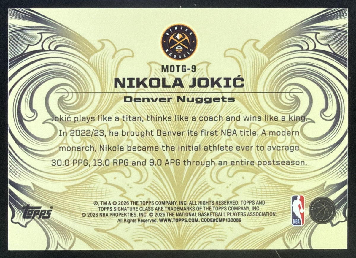 2025 Topps Signature Class Nikola Jokic Monarchs of the Game #MOTG-9 SSP Nuggets SC4