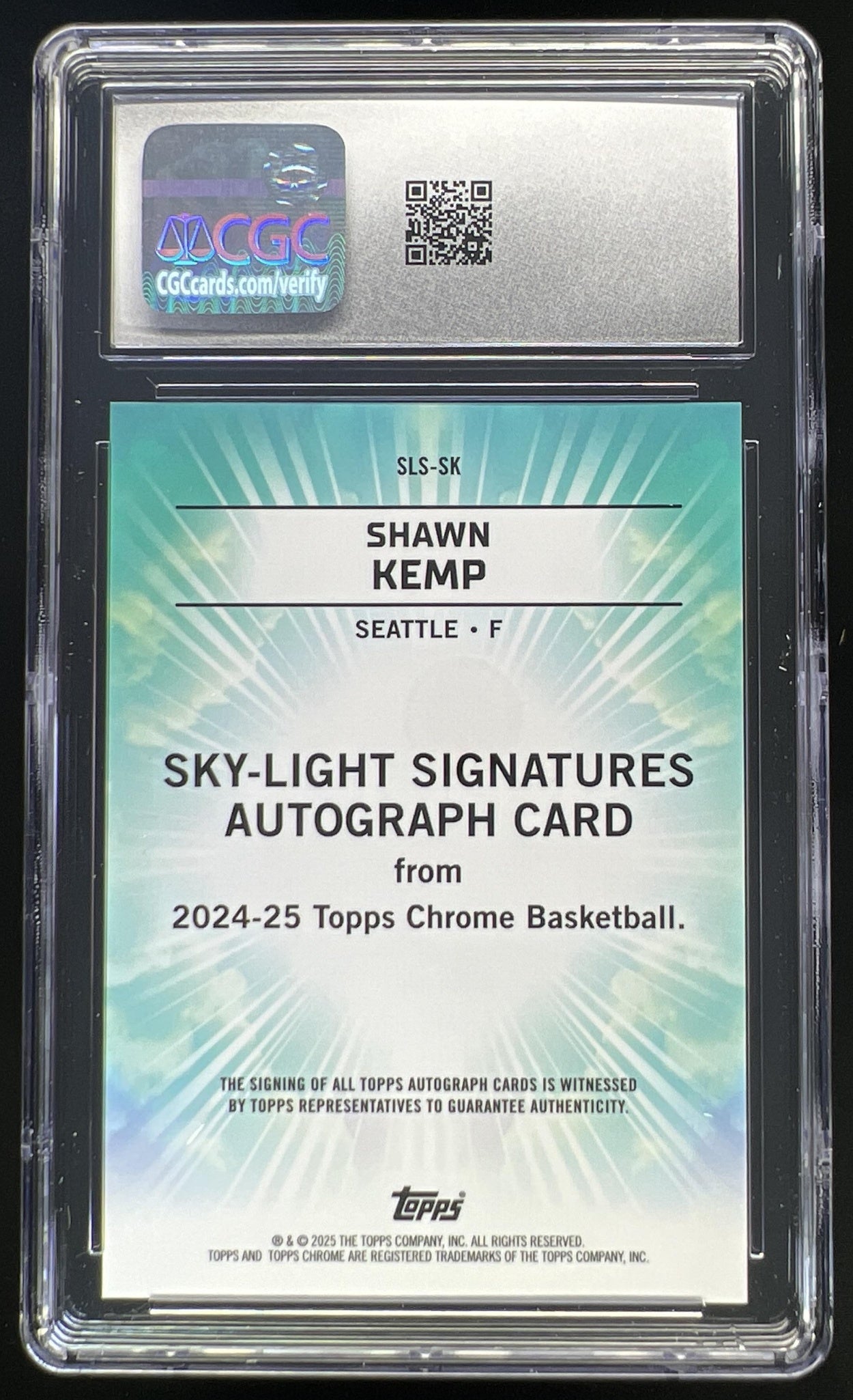 2024 Topps Chrome Shawn Kemp Sky Light Signatures Purple Geometric Refractor #SLS-SK Auto Supersonics CGC 9
