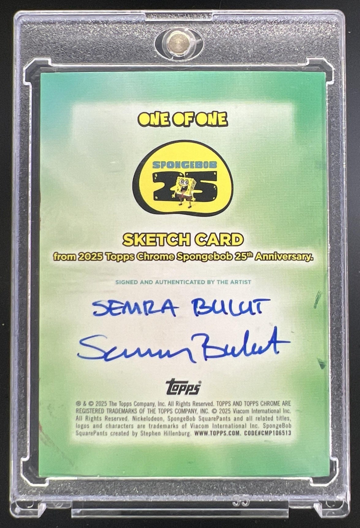2025 Topps Chrome SpongeBob SquarePants 25th Anniversary 1/1 Sketch Card