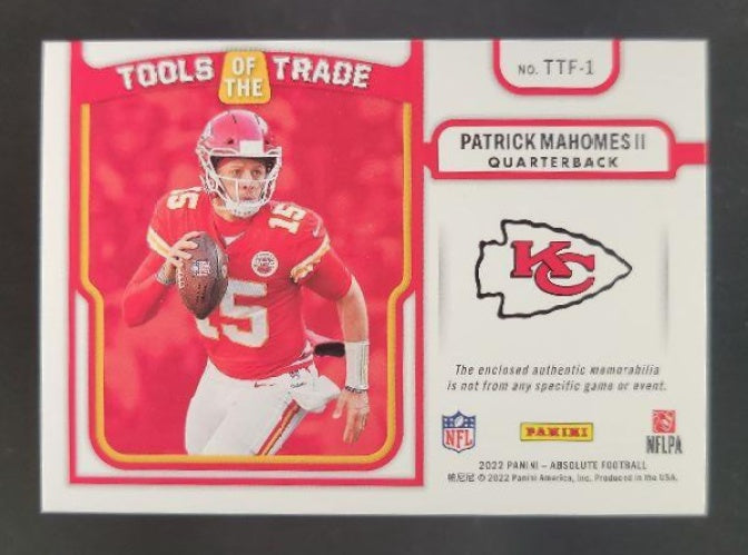 2022 Panini Absolute Patrick Mahomes II Tools of the Trade Five Prime /25 #TTF-1 MEM Chiefs
