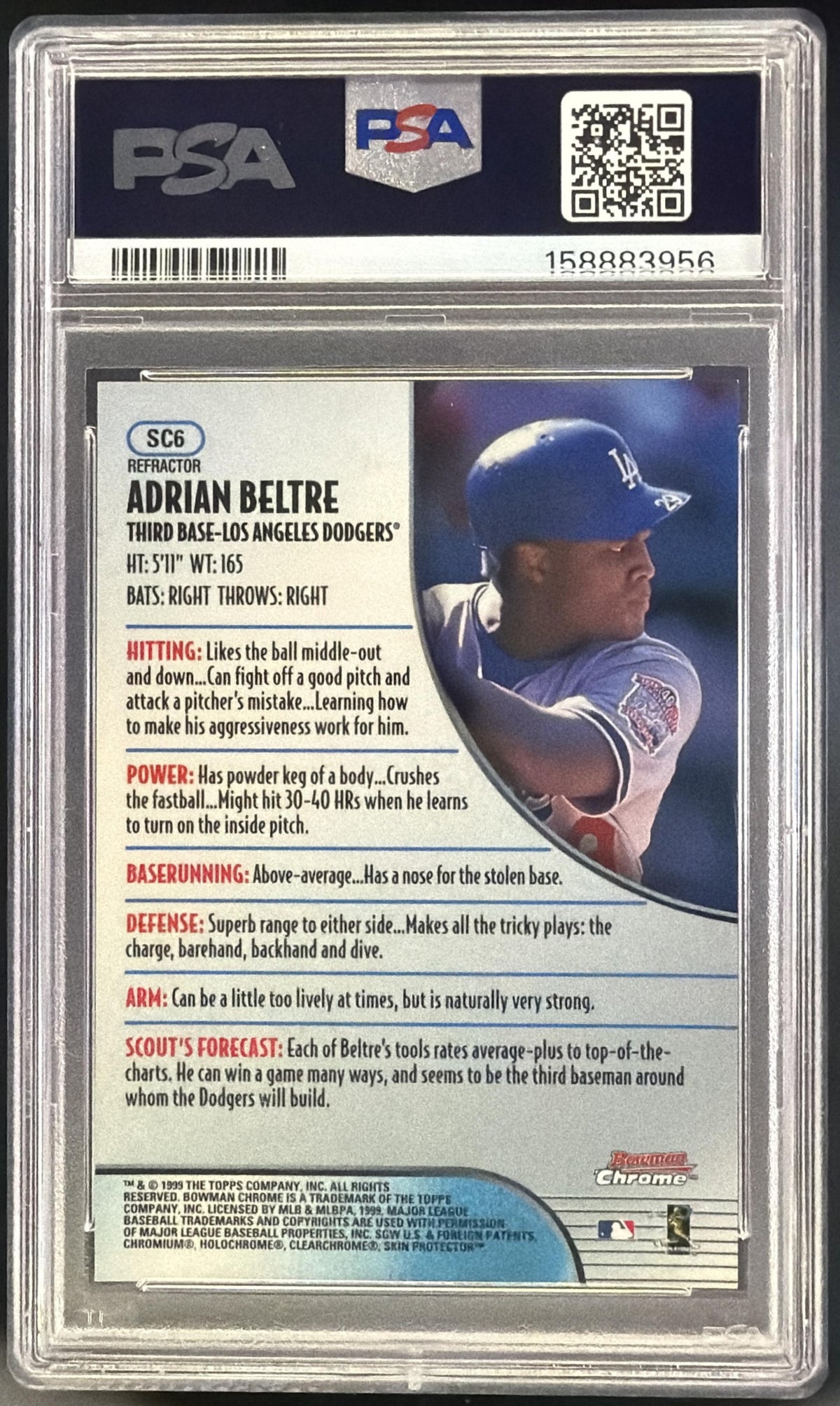 1999 Bowman Chrome Adrian Beltre Scouts' Choice Refractor #SC6 RC Dodgers PSA 9