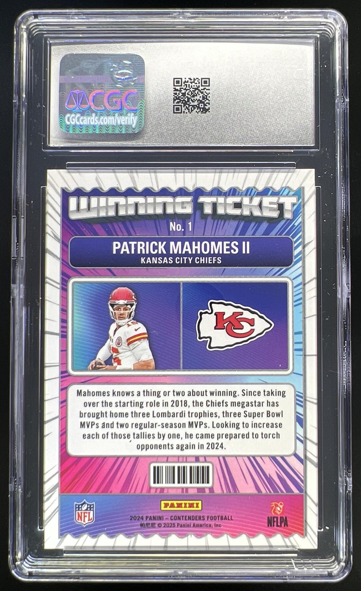 2024 Panini Contenders Patrick Mahomes II Winning Ticket Silver #1 CGC 10