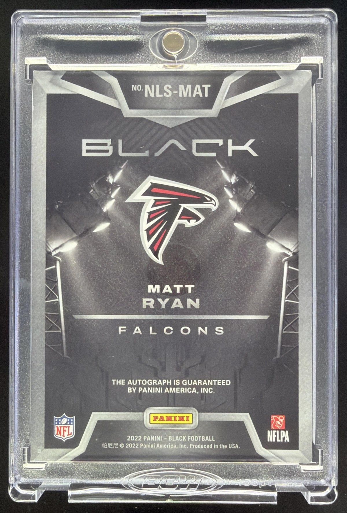 2022 Panini Black Matt Ryan Night Lights Signatures /25 #NLS-MAT Auto Falcons