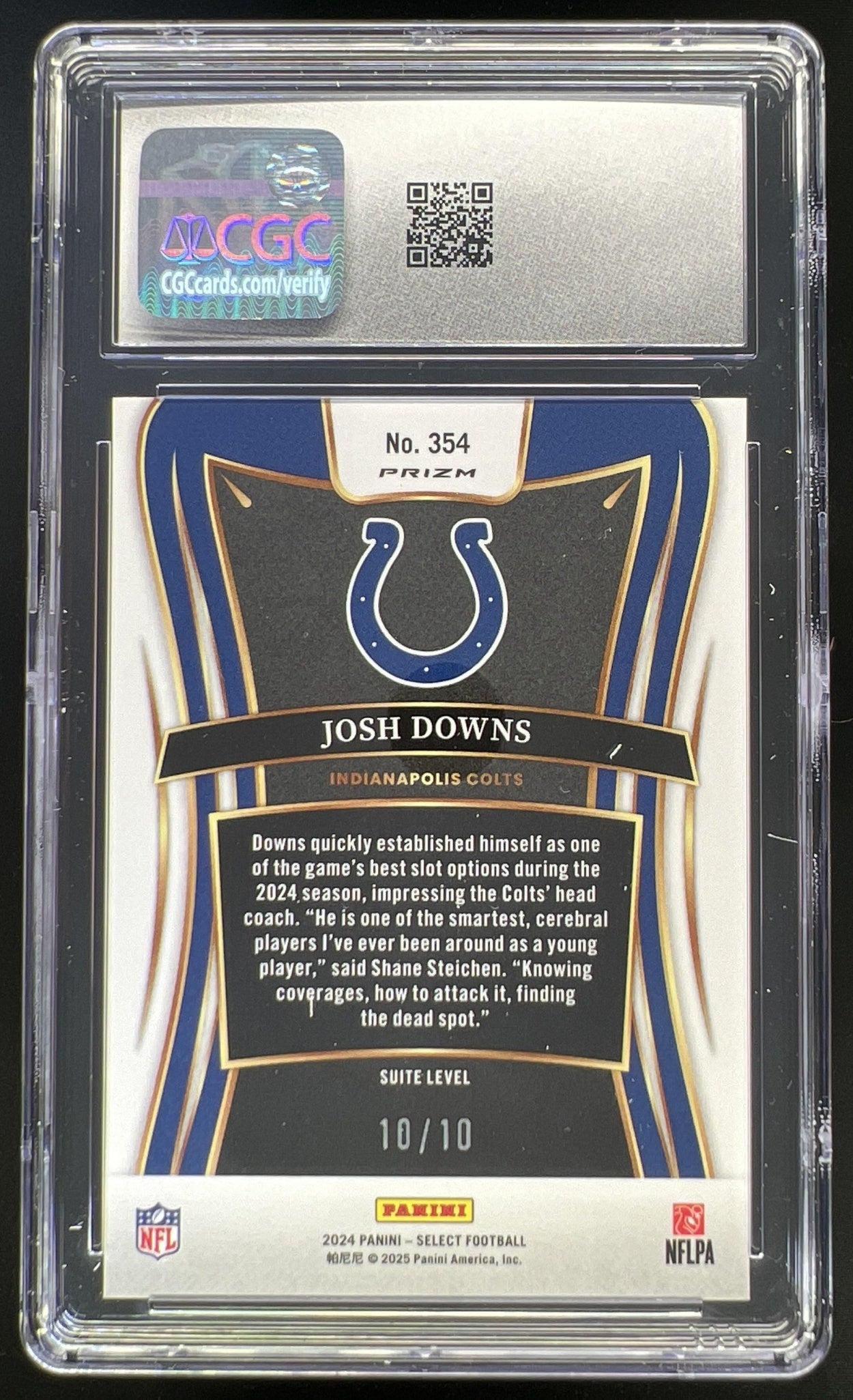 2024 Panini Select Josh Downs Suite Gold Dragon Scale Prizm /10 #354 Colts CGC 9