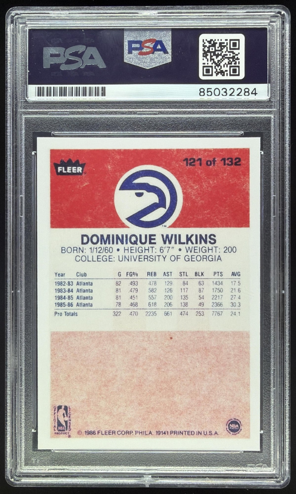 1986 Fleer Premier Reprint Card Dominique Wilkins AUTO SC5