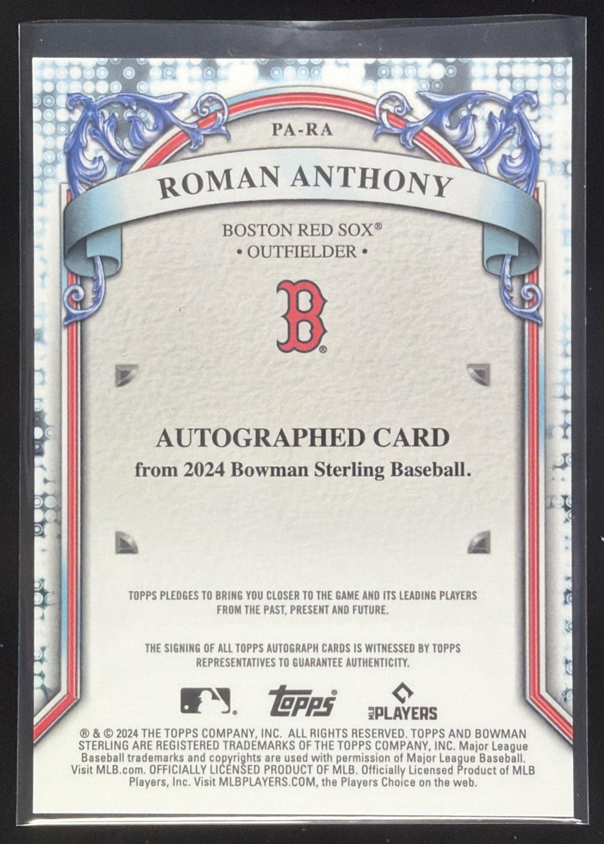2024 Bowman Sterling Roman Anthony Prospect Auto #PA-RA Boston Red Sox