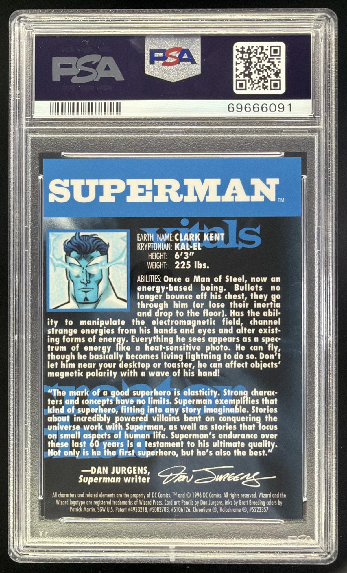1996 Wizard Magazine Superman Chromium Series PSA 9 SC7
