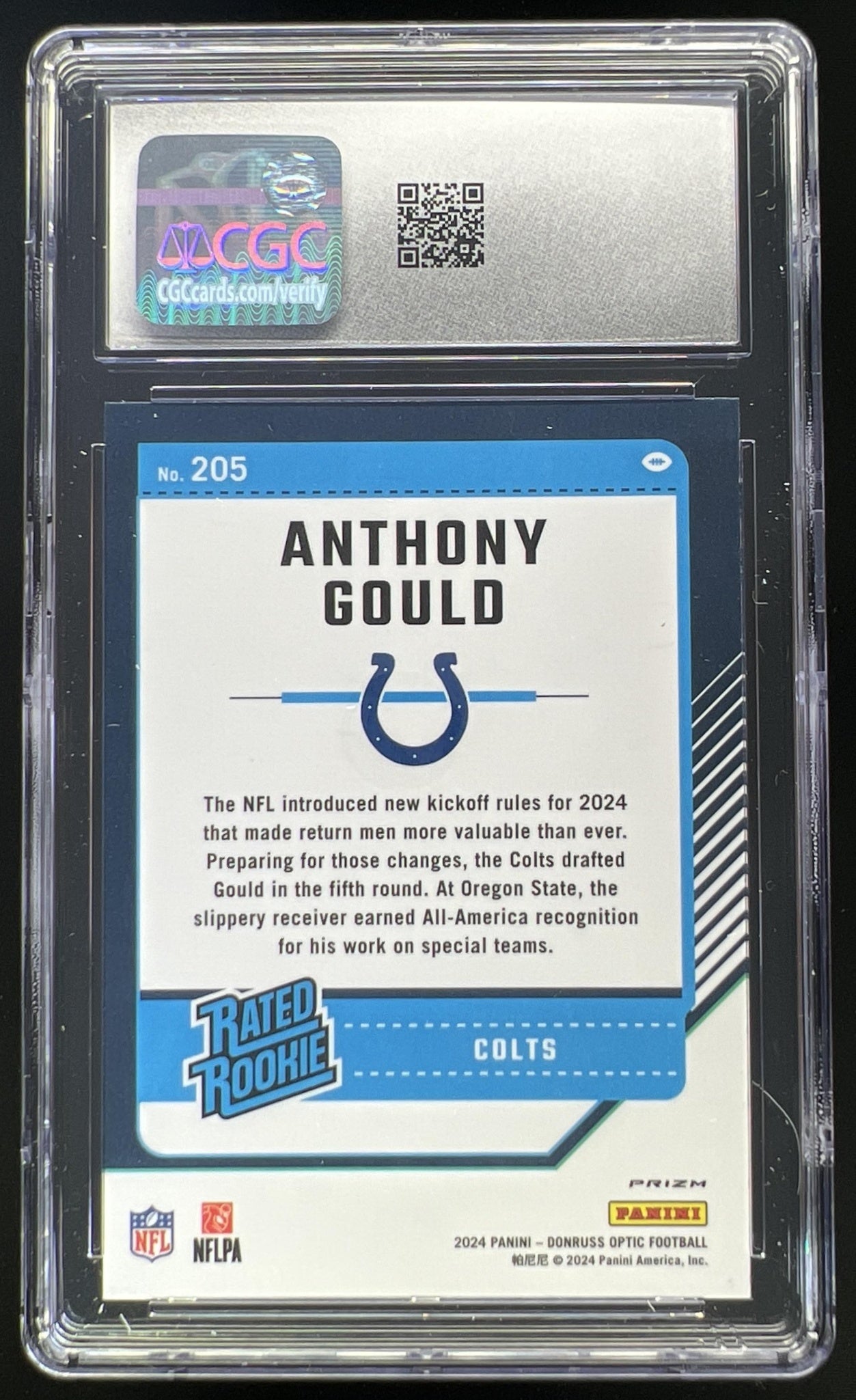 2024 Panini Donruss Optic Anthony Gould #205 Jazz SSP Rated Rookie Colts CGC 8.5