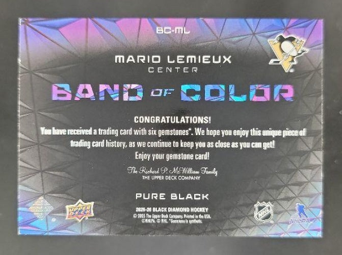 2025 Upper Deck Black Diamond Mario Lemieux Band of Color Pure 1/1 #BC-ML Penguins