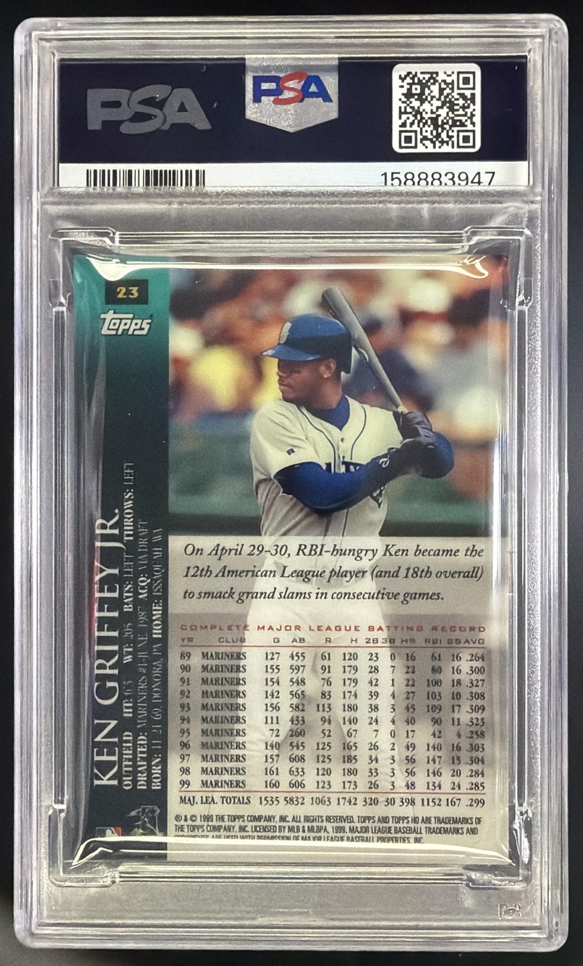 2000 Topps HD Ken Griffey Jr. #23 Seattle Mariners PSA 8