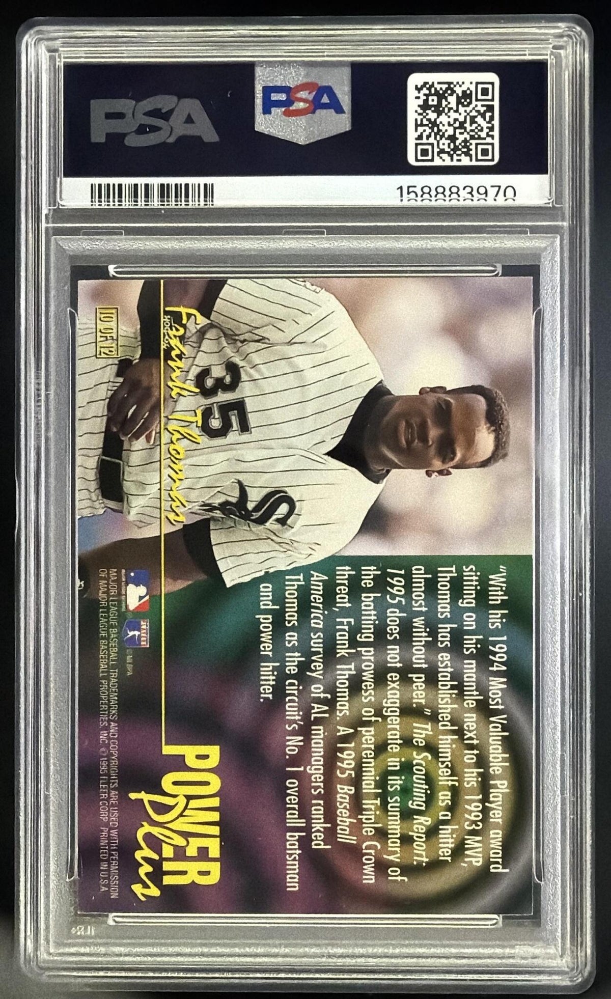 1996 Fleer Ultra Frank Thomas Power Plus #10 Chicago White Sox PSA 8