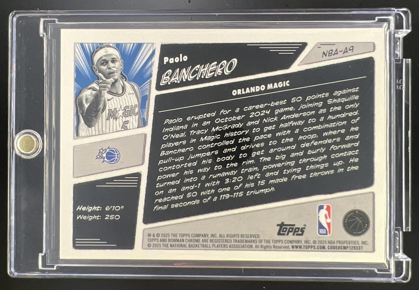 2025-26 Bowman Paolo Banchero Anime Chrome #NBA-A9 SSP Orlando Magic