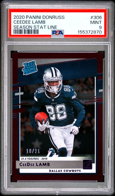 2020 PANINI DONRUSS #306 CEEDEE LAMB SEASON STAT LINE PSA 9