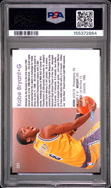 1996 HOOPS #281 KOBE BRYANT PSA 8
