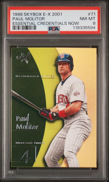 1998 SkyBox E-X 2001 Paul Molitor Essential Credentials Now 19/71 #71 PSA 8