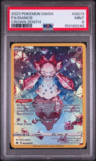 2023 POKEMON SWORD AND SHIELD CROWN ZENITH #GG13 FA/DIANCIE CROWN ZENITH PSA 9 SC1