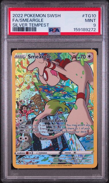 2022 POKEMON SWORD &amp; SHIELD SILVER TEMPEST #TG10 FA/SMEARGLE SILVER TEMPEST PSA 9 SC1