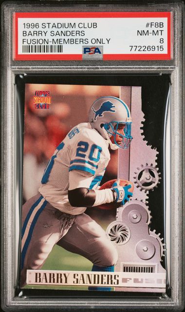 1996 STADIUM CLUB FUSION #F8B BARRY SANDERS FUSION-MEMBERS ONLY PSA 8 SC2