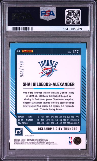 2024 PANINI DONRUSS OPTIC #127 S. GILGEOUS-ALEXANDER AQUA PSA 10