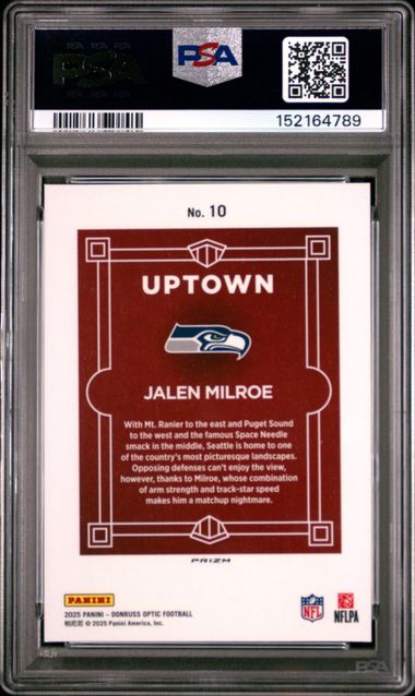 2025 PANINI DONRUSS OPTIC UPTOWN #10 JALEN MILROE PSA 9