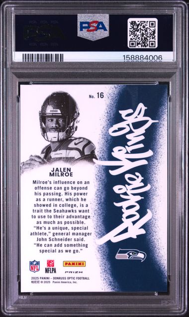 2025 PANINI DONRUSS OPTIC ROOKIE KINGS #16 JALEN MILROE PSA 10