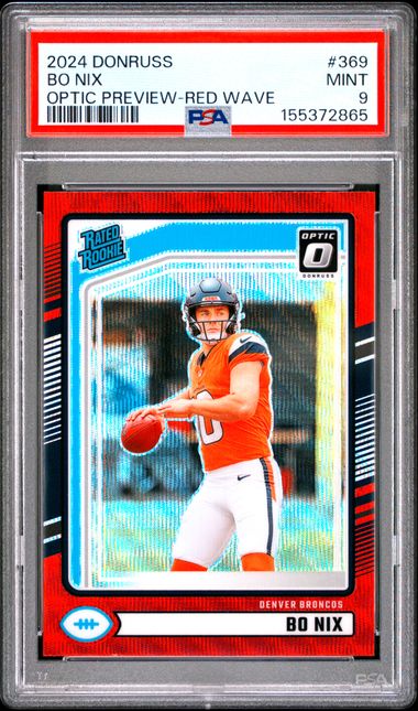 2024 PANINI DONRUSS #369 BO NIX OPTIC PREVIEW-RED WAVE PSA 9