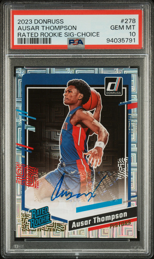 2023 Panini Donruss Ausar Thompson Rated Rookie Choice Auto #278 PSA 10 RC