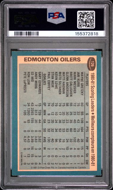 1981 O-PEE-CHEE #126 WAYNE GRETZKY OILERS LEADERS PSA 7