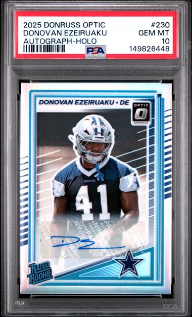 2025 Donruss Optic Donovan Ezeiruaku Autograph Holo PSA 10 SC2