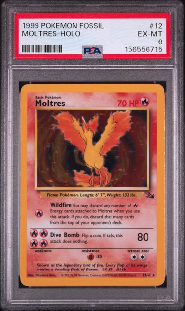 1999 POKEMON FOSSIL #12 MOLTRES-HOLO PSA 6 SC1