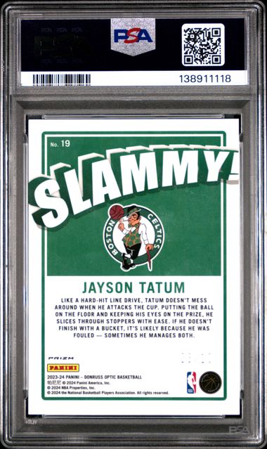 2023 Donruss Optic Jayson Tatum Slammy! Gold 03/10 #19 PSA 9