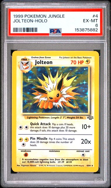 1999 POKEMON JUNGLE #4 JOLTEON-HOLO PSA 6 TA9448
