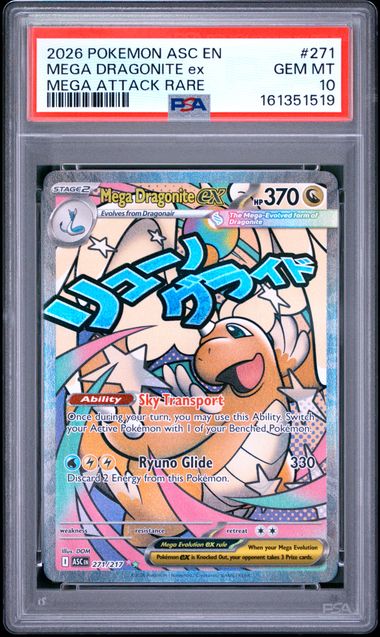 2026 Pokémon Ascended Heroes Mega Dragonite ex Mega Attack Rare 271/217 PSA 10