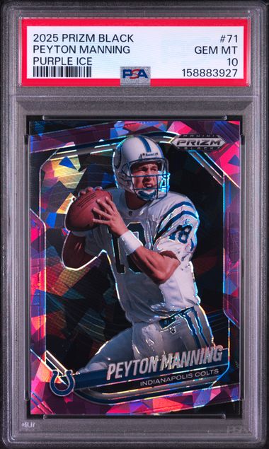 2025 PANINI PRIZM BLACK #71 PEYTON MANNING PURPLE ICE PSA 10 SC2