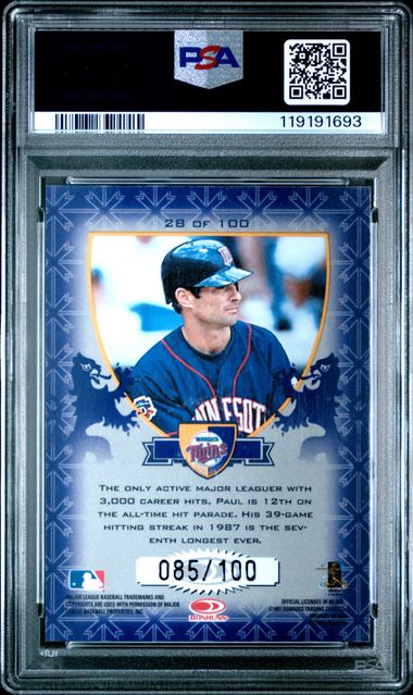 1998 Donruss Crusade Paul Molitor Purple 085/100 #28 PSA 8