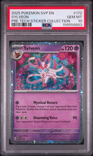 2025 POKEMON SVP EN-SV BLACK STAR PROMO #172 SYLVEON PRE TECH STICKER COLLECTION PSA 10