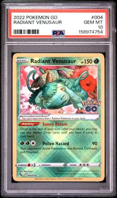2022 POKEMON GO #004 RADIANT VENUSAUR PSA 10 SC1