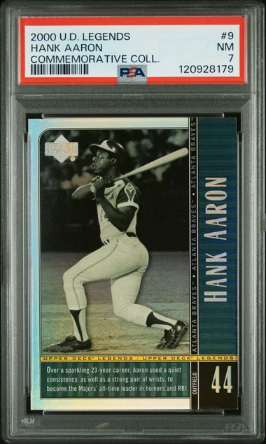 2000 UPPER DECK LEGENDS #9 HANK AARON COMMEMORATIVE COLL. PSA 7