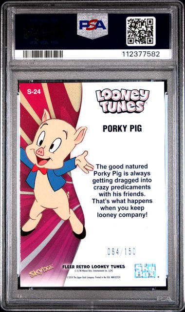 2024 Fleer Retro Looney Tunes Porky Pig SkyBox Premium Star Rubies 064/150 #S24 PSA 10