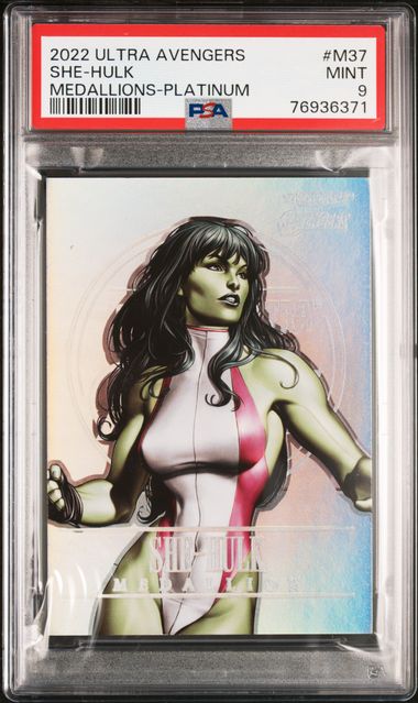 2022 FLEER ULTRA AVENGERS MEDALLIONS #M37 SHE-HULK MEDALLIONS-PLATINUM PSA 9 SC7