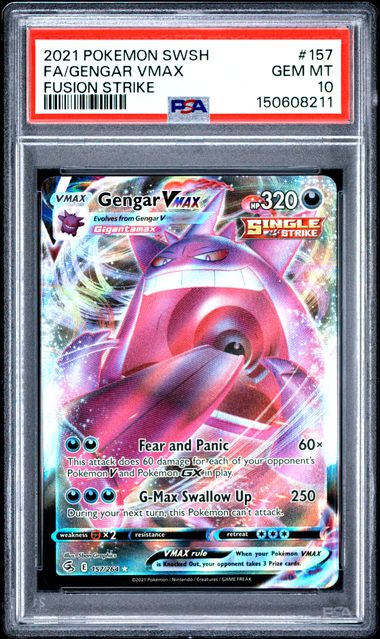 2021 POKEMON SWORD & SHIELD FUSION STRIKE #157 FA/GENGAR VMAX FUSION STRIKE PSA 10 JR9272-6