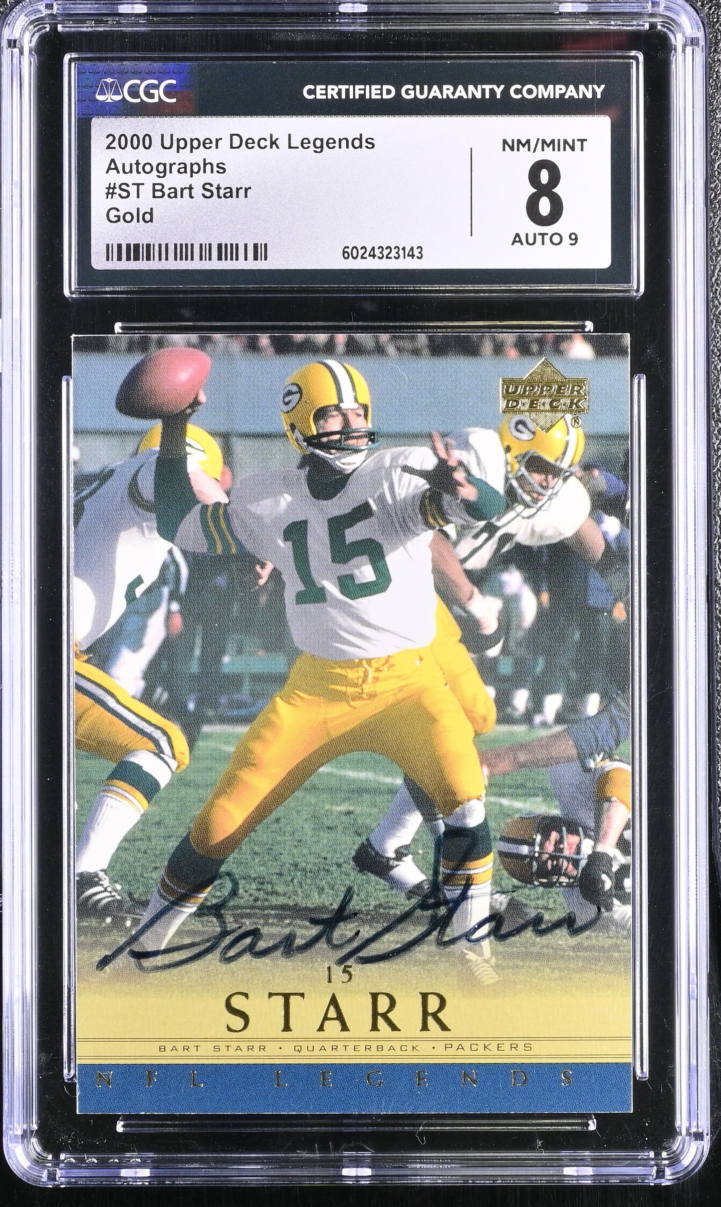 2000 Upper Deck Legends Bart Starr Autograph Gold 20/25 #ST CGC 8 - (Auto Grade 9)