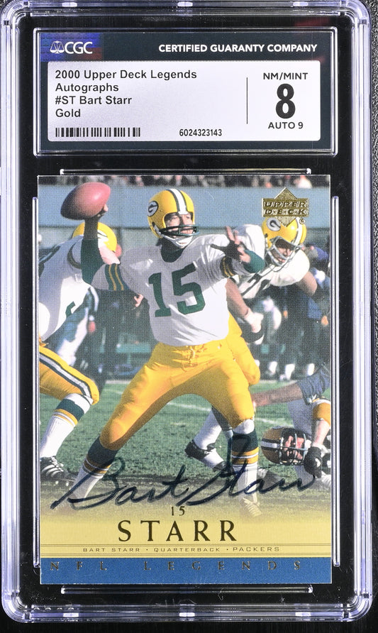 2000 Upper Deck Legends Bart Starr Autograph Gold 20/25 #ST CGC 8 - (Auto Grade 9)