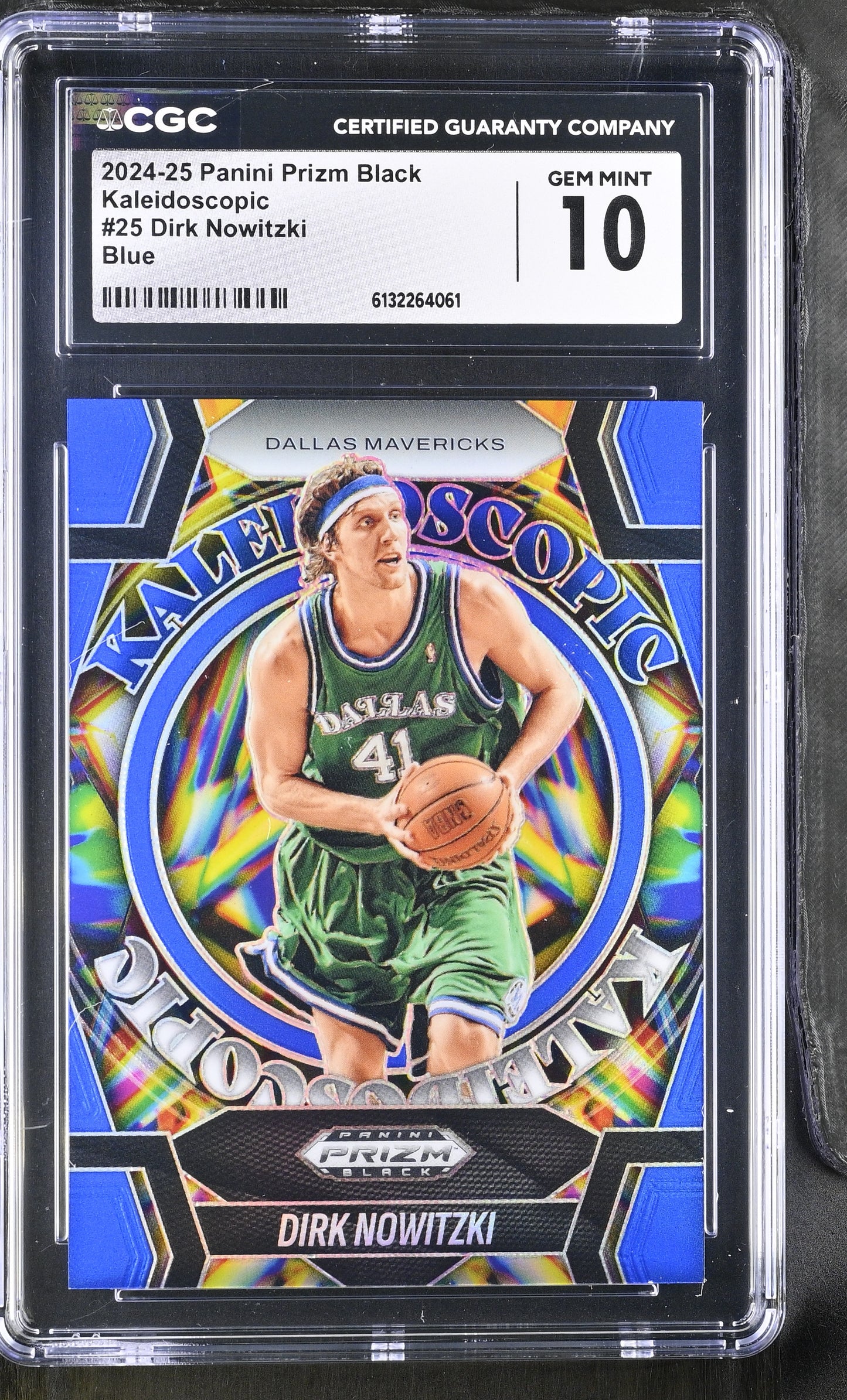 2024-25 Panini Prizm Basketball Dirk Nowitzki Kaleidoscopic Blue 013/199 #25 CGC 10