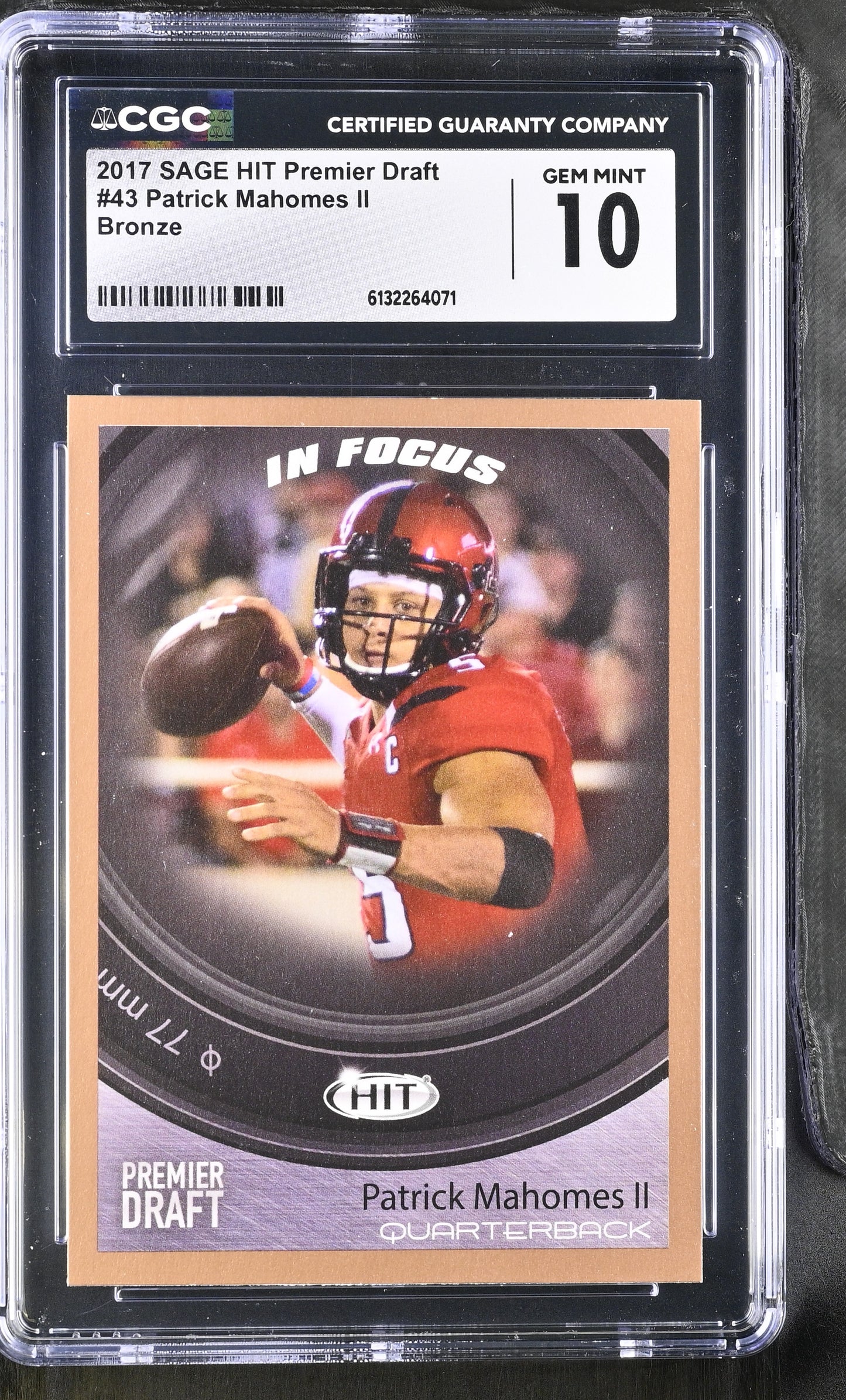 2017 SAGE HIT Premier Draft Patrick Mahomes In Focus Bronze #43 CGC 10