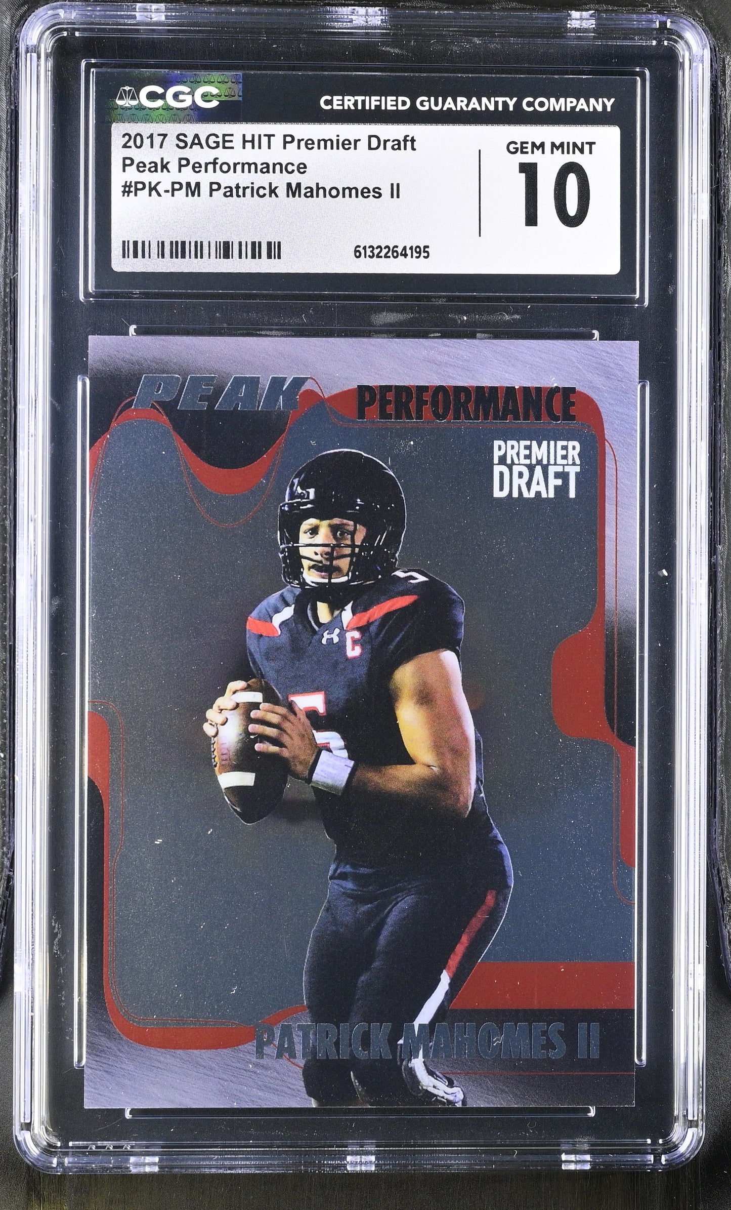 2017 SAGE HIT Premier Draft Patrick Mahomes II Peak Performance #PK-PM CGC 10