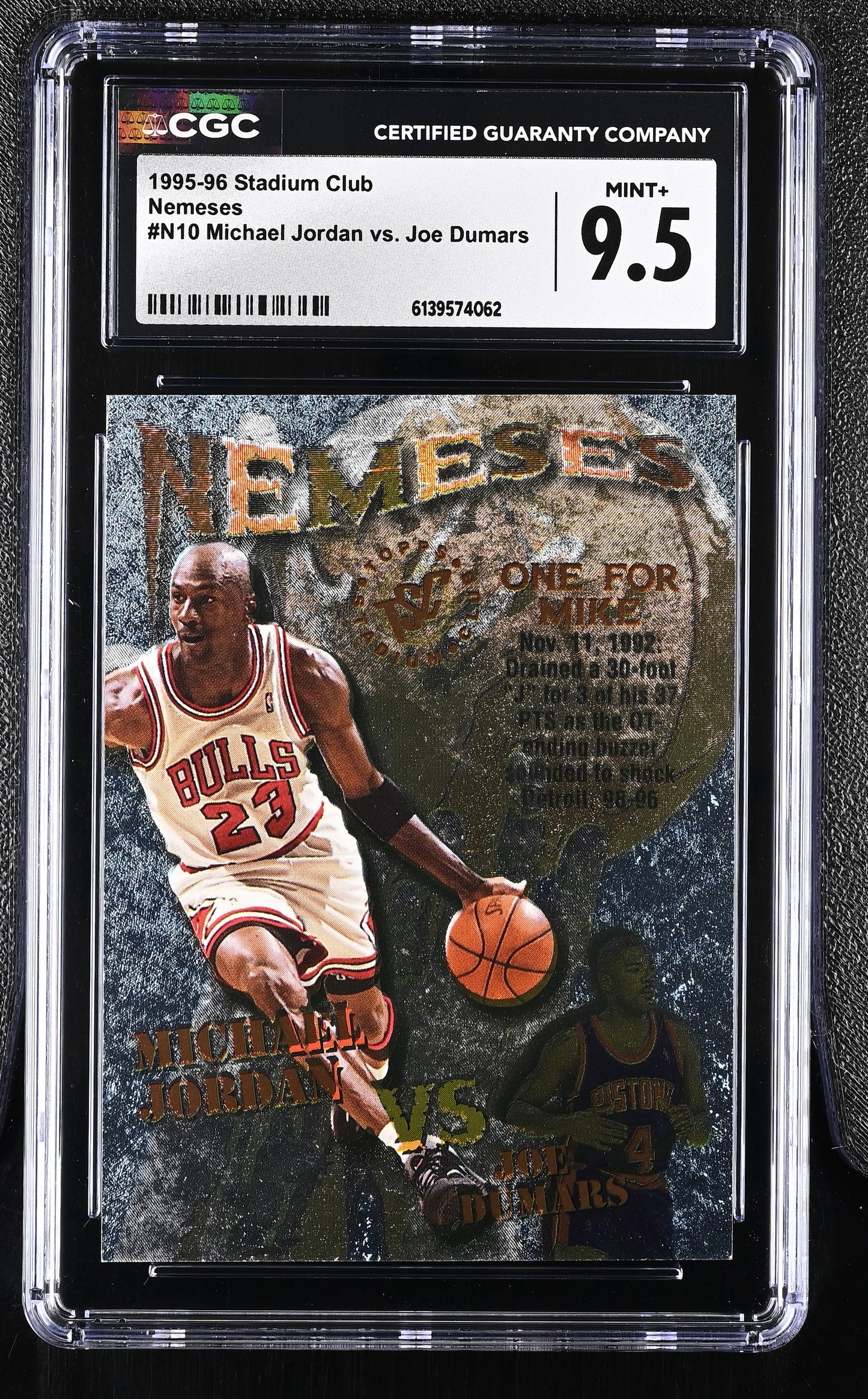 1995-96 Topps Stadium Club Michael Jordan vs. Joe Dumars Nemeses #N10 CGC 9.5