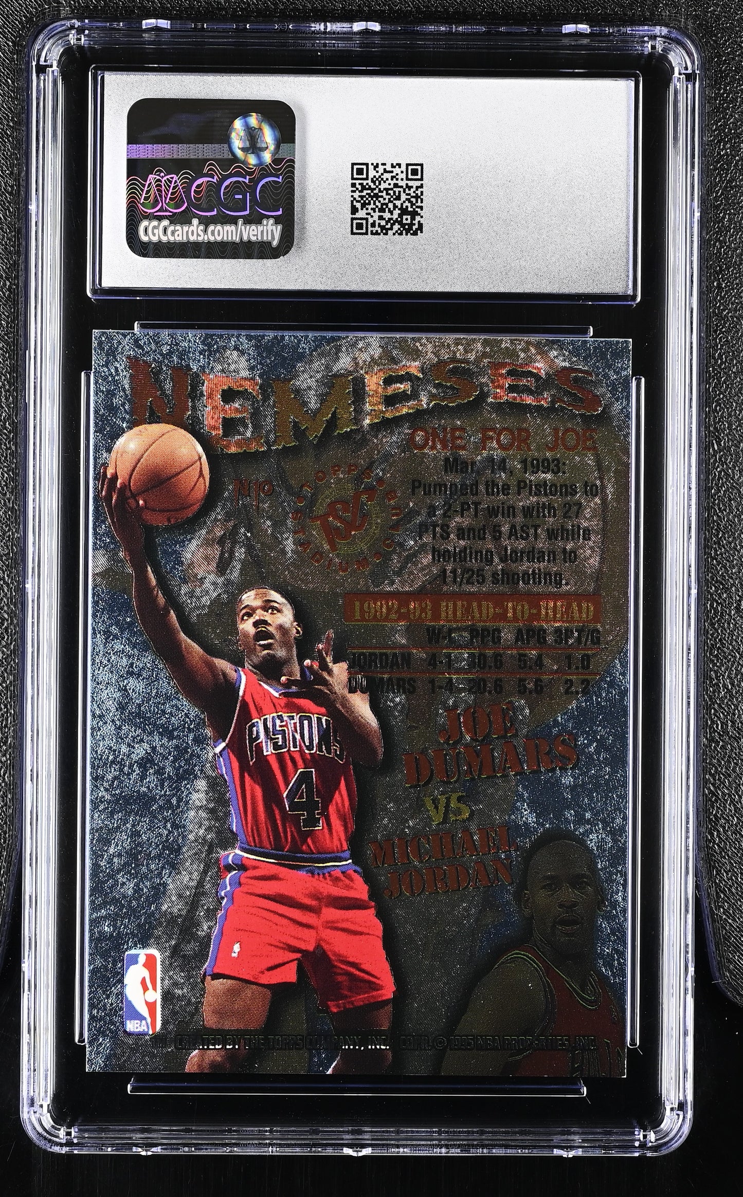 1995-96 Topps Stadium Club Michael Jordan vs. Joe Dumars Nemeses #N10 CGC 9.5